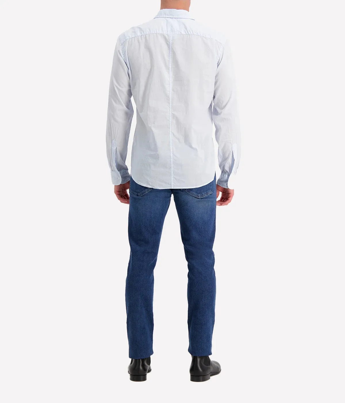 Luke Woven Poplin Shirt in Shirting Blue