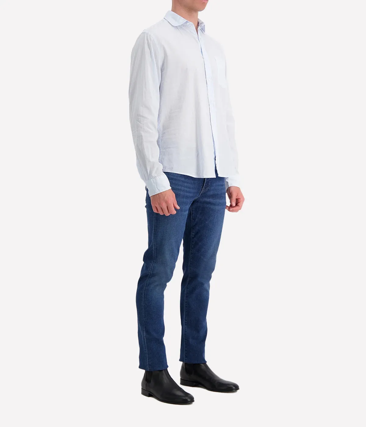 Luke Woven Poplin Shirt in Shirting Blue
