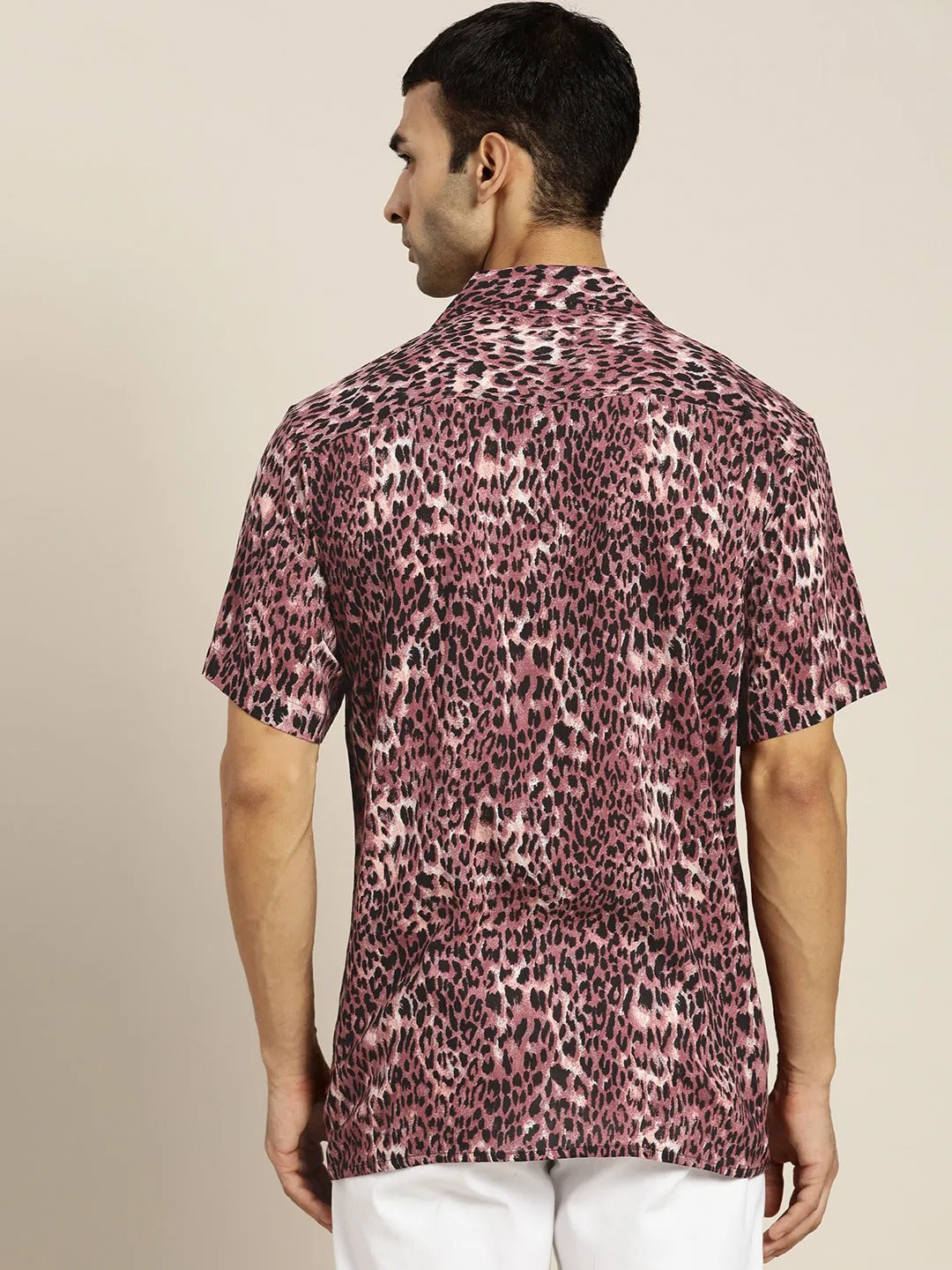 Men Brown & Black Prints Viscose Rayon Relaxed Fit Casual Resort Shirt