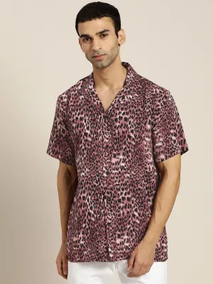 Men Brown & Black Prints Viscose Rayon Relaxed Fit Casual Resort Shirt