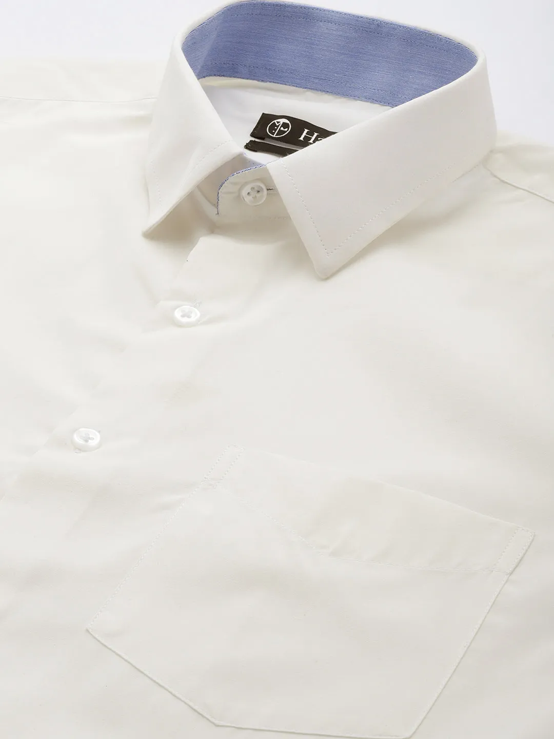 Men Cream Solids Slim Fit Formal Shirt