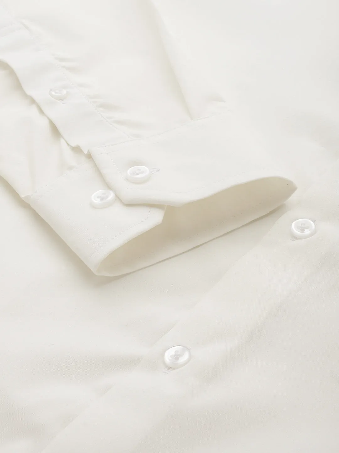 Men Cream Solids Slim Fit Formal Shirt