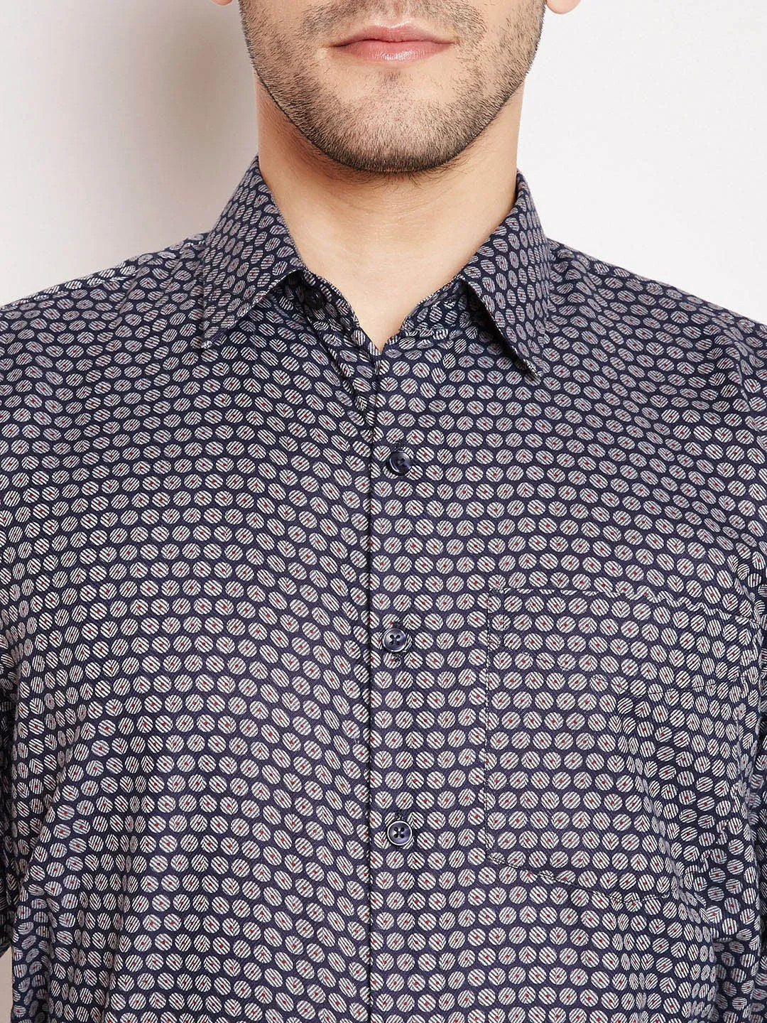 Men grey Prints Pure Cotton Slim Fit Formal Shirt
