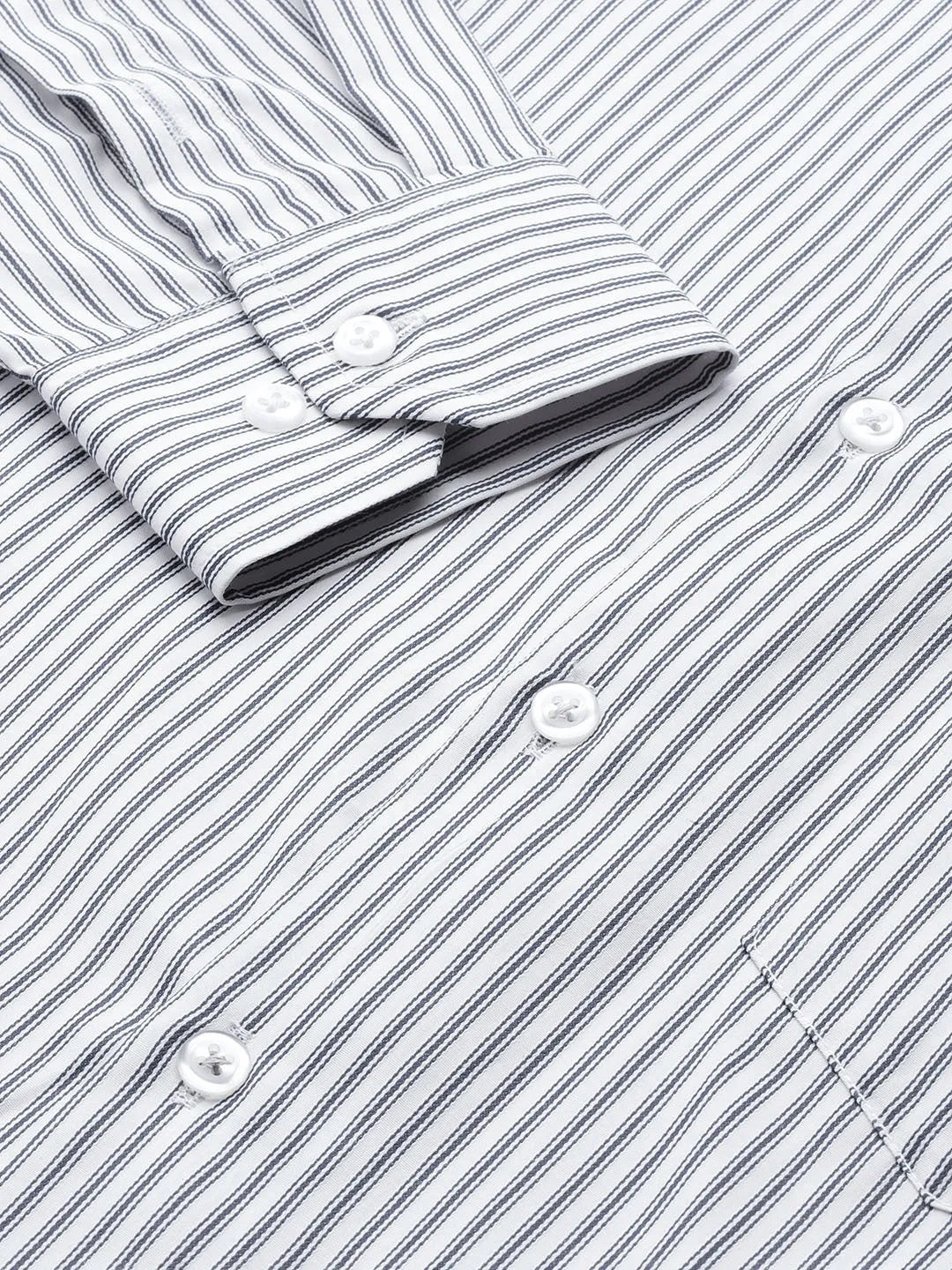 Men White-Navy Checks Cotton Rich Slim Fit Formal Shirt