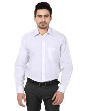 Men White Solid Cotton Rich Regular Fit Formal Shirt