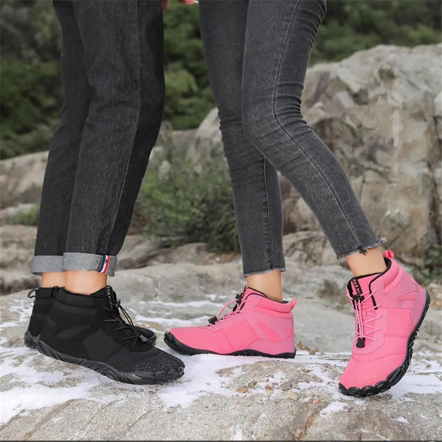 Men Work Boots Steel Toe Hiking Sneakers Warm Fur Lined Working Shoes for Women Business Casual Slip On Platform Shoes Lightweight Comfortable Hike Grounded Footwear