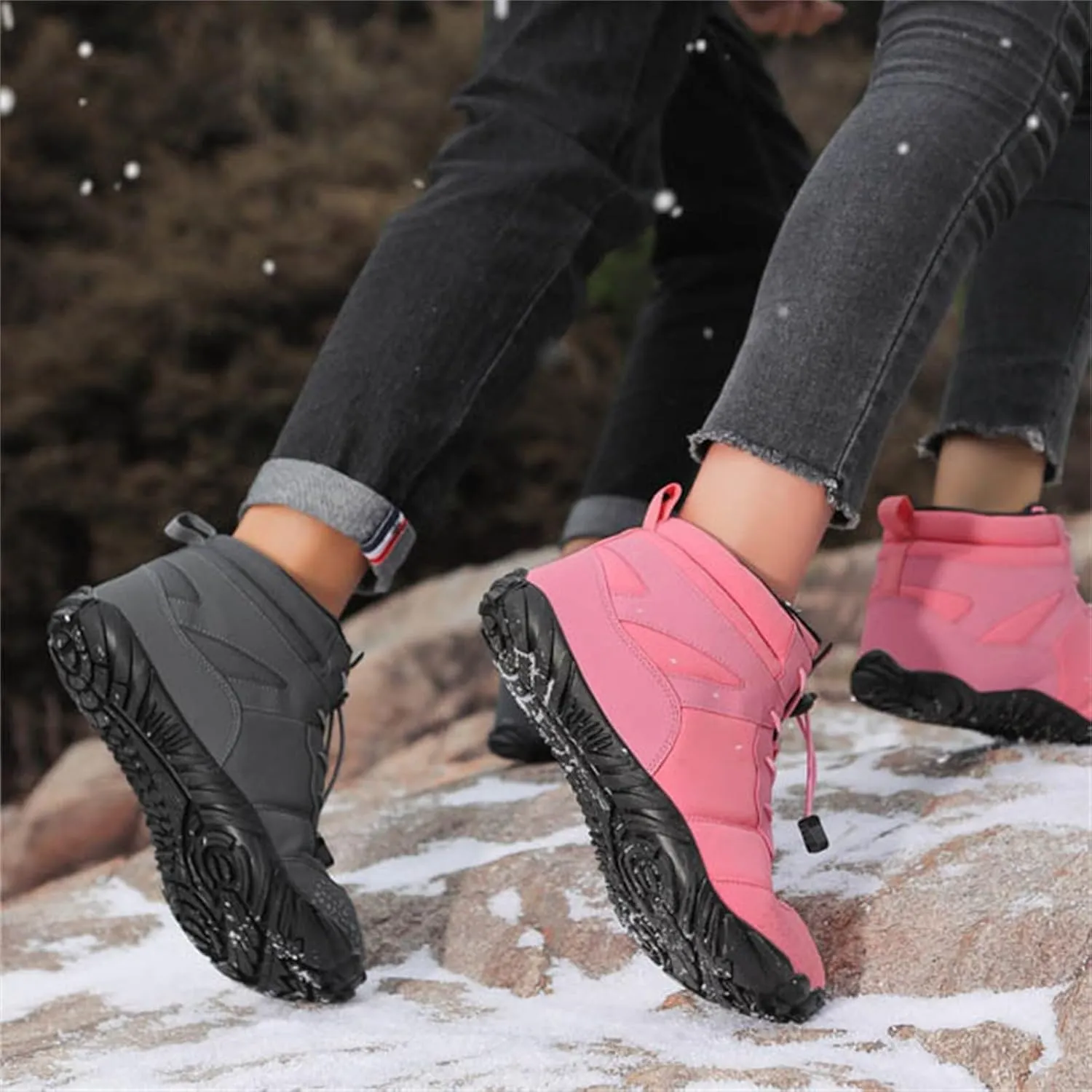 Men Work Boots Steel Toe Hiking Sneakers Warm Fur Lined Working Shoes for Women Business Casual Slip On Platform Shoes Lightweight Comfortable Hike Grounded Footwear