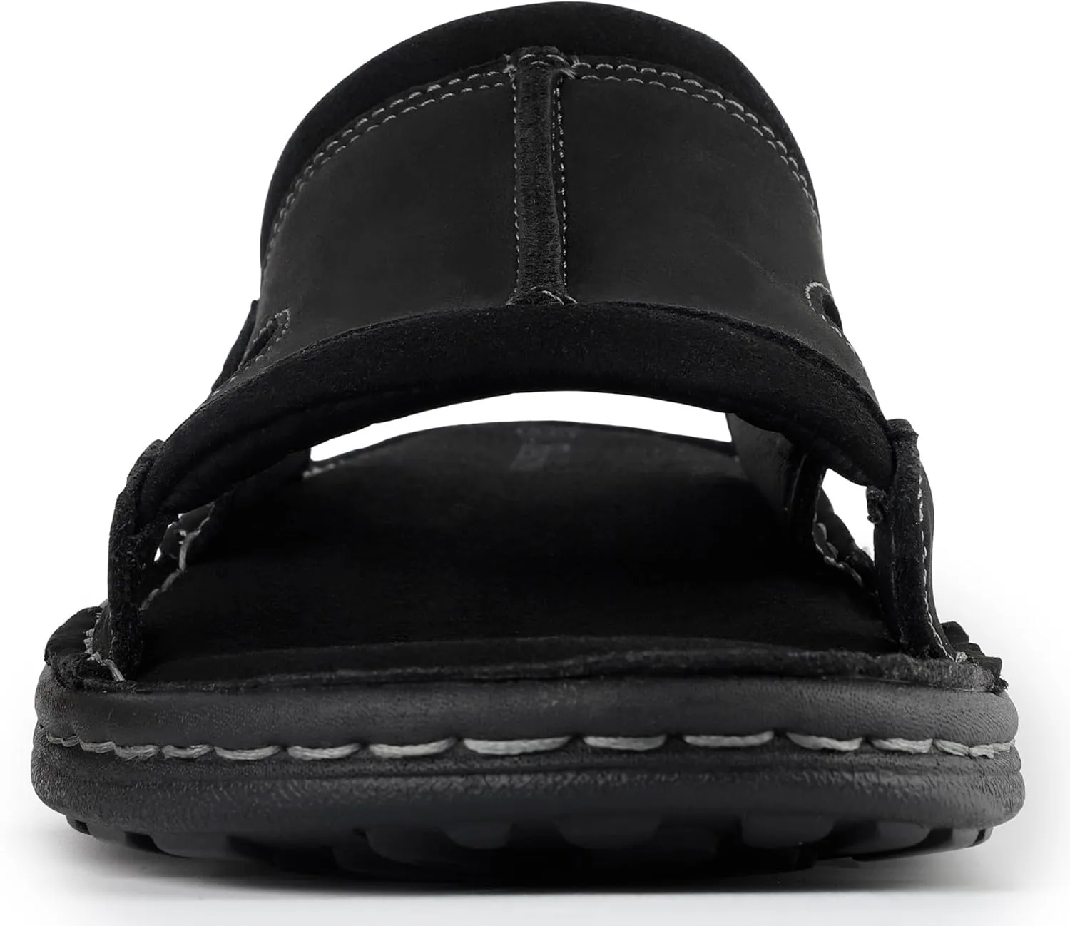Men's Leather Slide Sandals With Memory Foam - Comfortable Lightweight Summer Casual Slip-On Sandals for Indoor & Outdoor, Beach, Pool, House Slippers