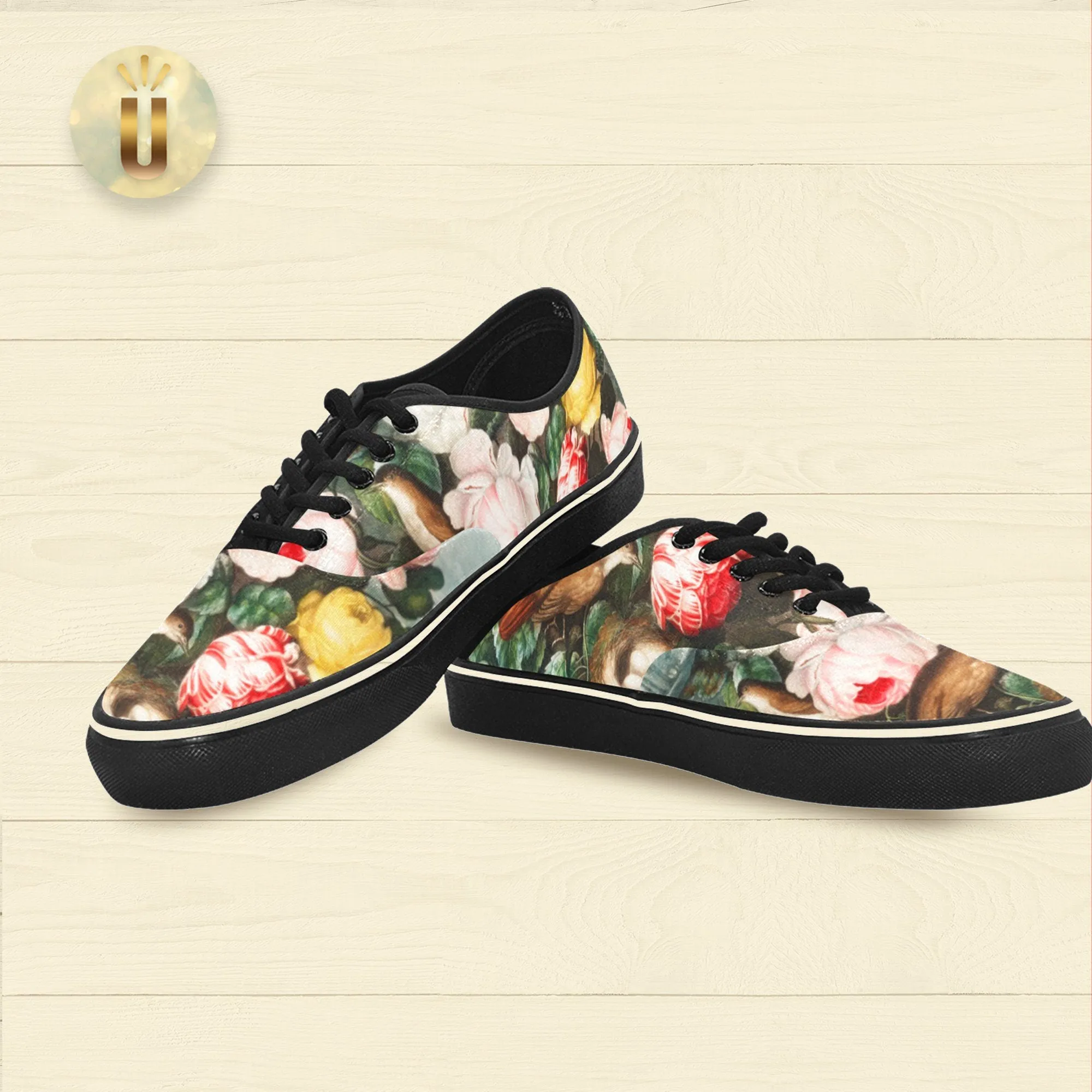 Men's Rose Temple Classic Low Top Canvas Lace-Up Shoes