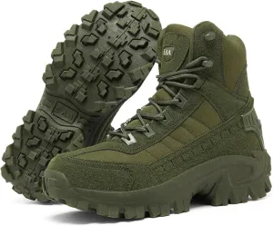 Men's Tactical Boots with Side Zipper, Waterproof Military Combat Boots, Lightweight Comfortable Hiking and Outdoor Boots