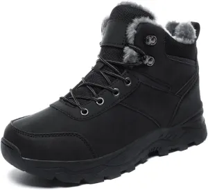 Men's Winter Hiking Snow Boots, Waterproof Shoes, Non-slip Full Fur Lining, Casual Light Hiking Boots