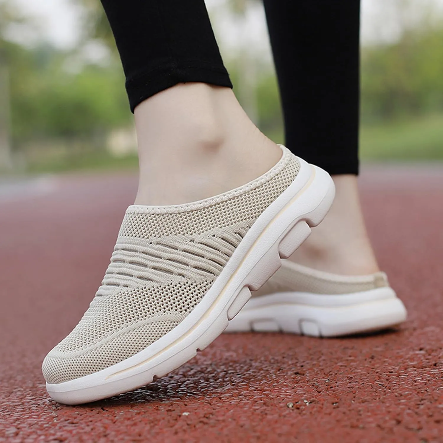 Mens Womens Mules & Clogs Breathable Mesh Walking Mules Fashion Sneakers Open Back Slip On Shoes Breathable Slippers Closed Toe Slides Low Wedge Slip On Shoes Outdoor Beach Sandals Unisex