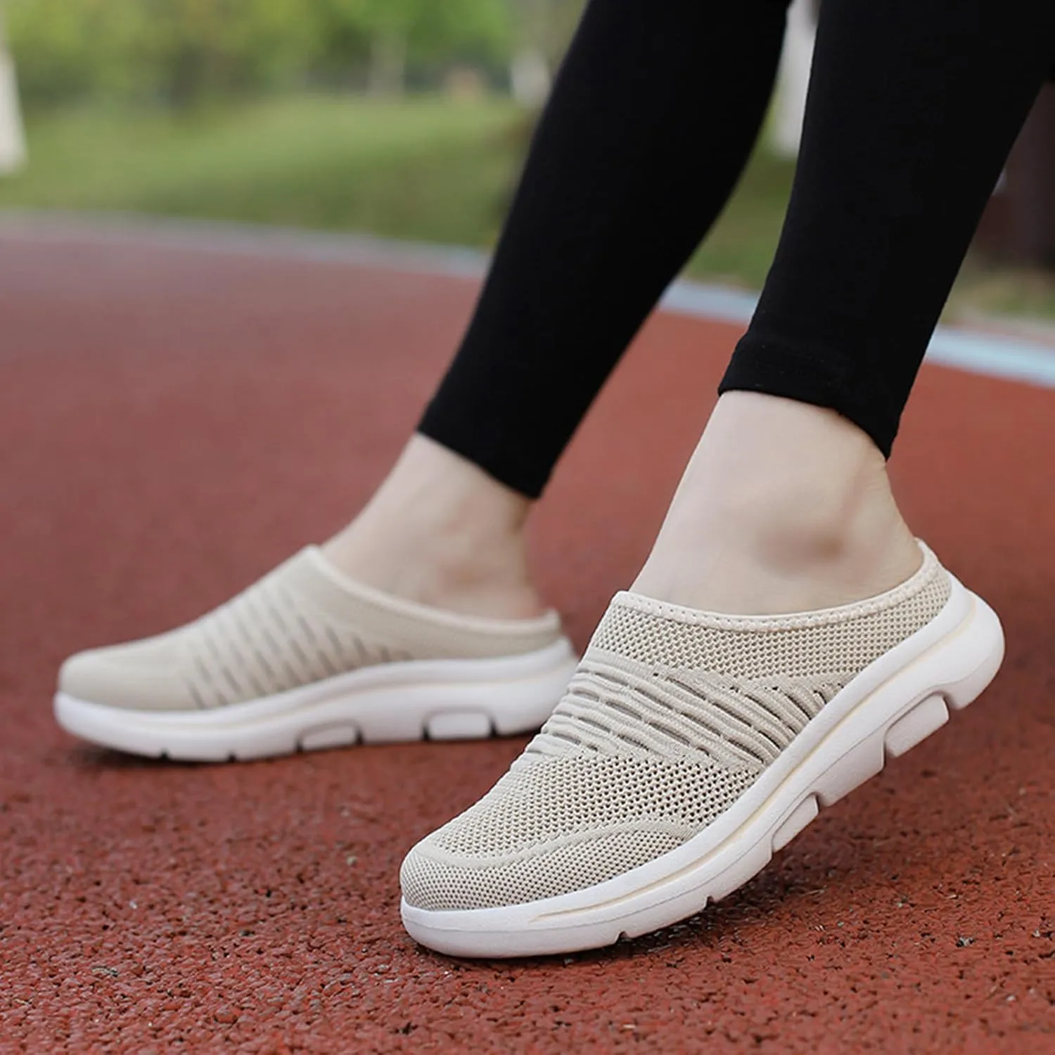 Mens Womens Mules & Clogs Breathable Mesh Walking Mules Fashion Sneakers Open Back Slip On Shoes Breathable Slippers Closed Toe Slides Low Wedge Slip On Shoes Outdoor Beach Sandals Unisex
