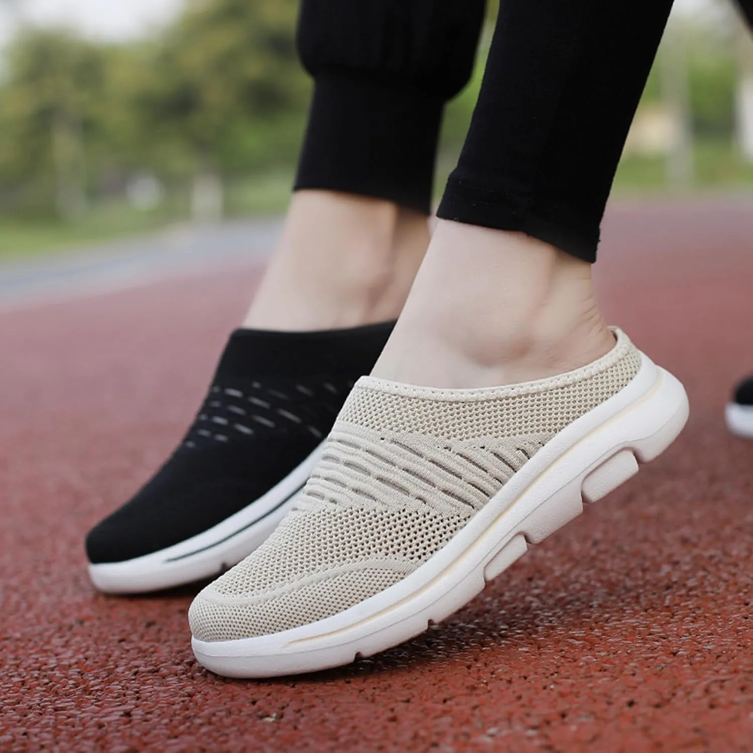 Mens Womens Mules & Clogs Breathable Mesh Walking Mules Fashion Sneakers Open Back Slip On Shoes Breathable Slippers Closed Toe Slides Low Wedge Slip On Shoes Outdoor Beach Sandals Unisex