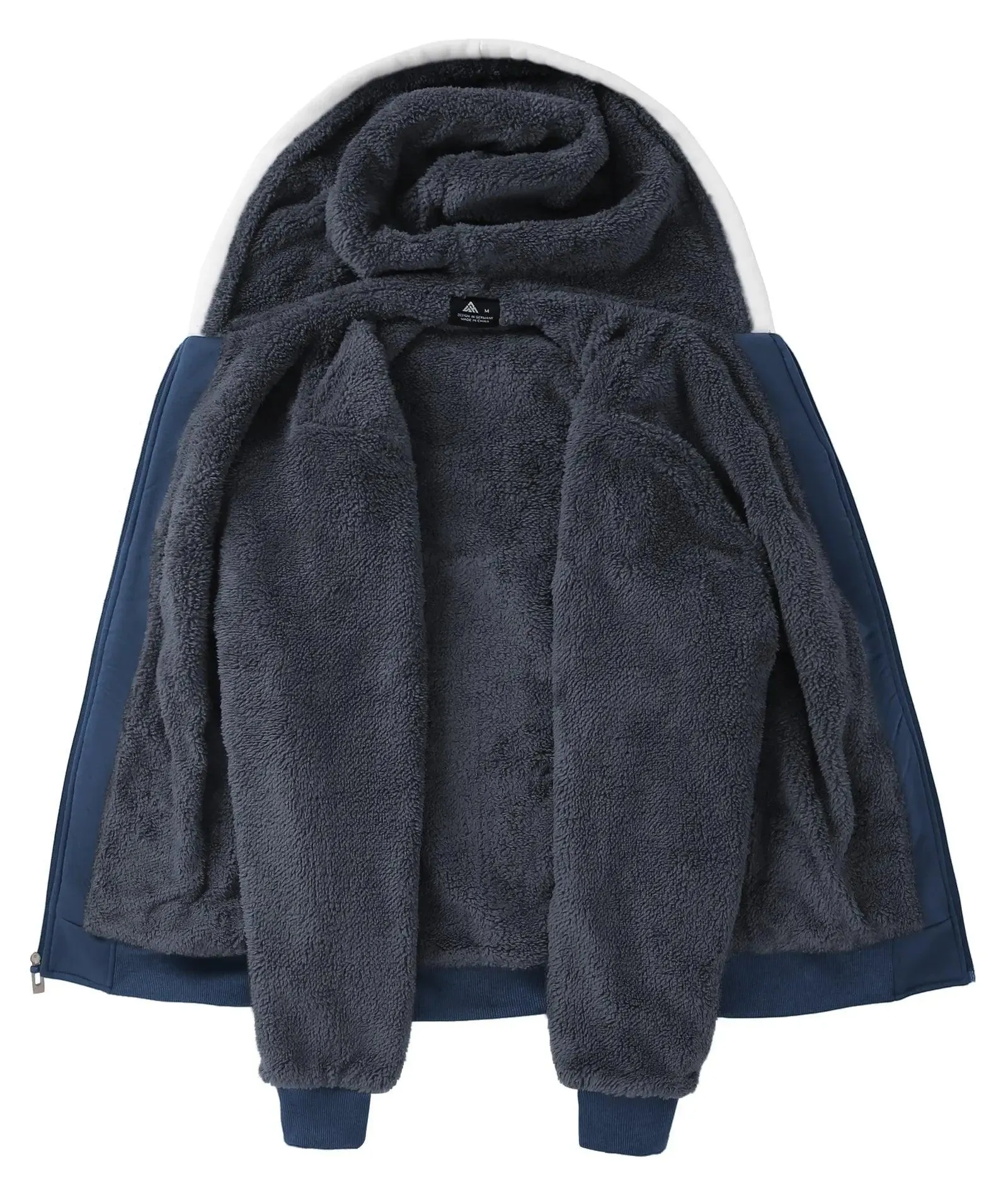 Men's Zip Up Contrast Color Fleece Hoodie-AWY2107