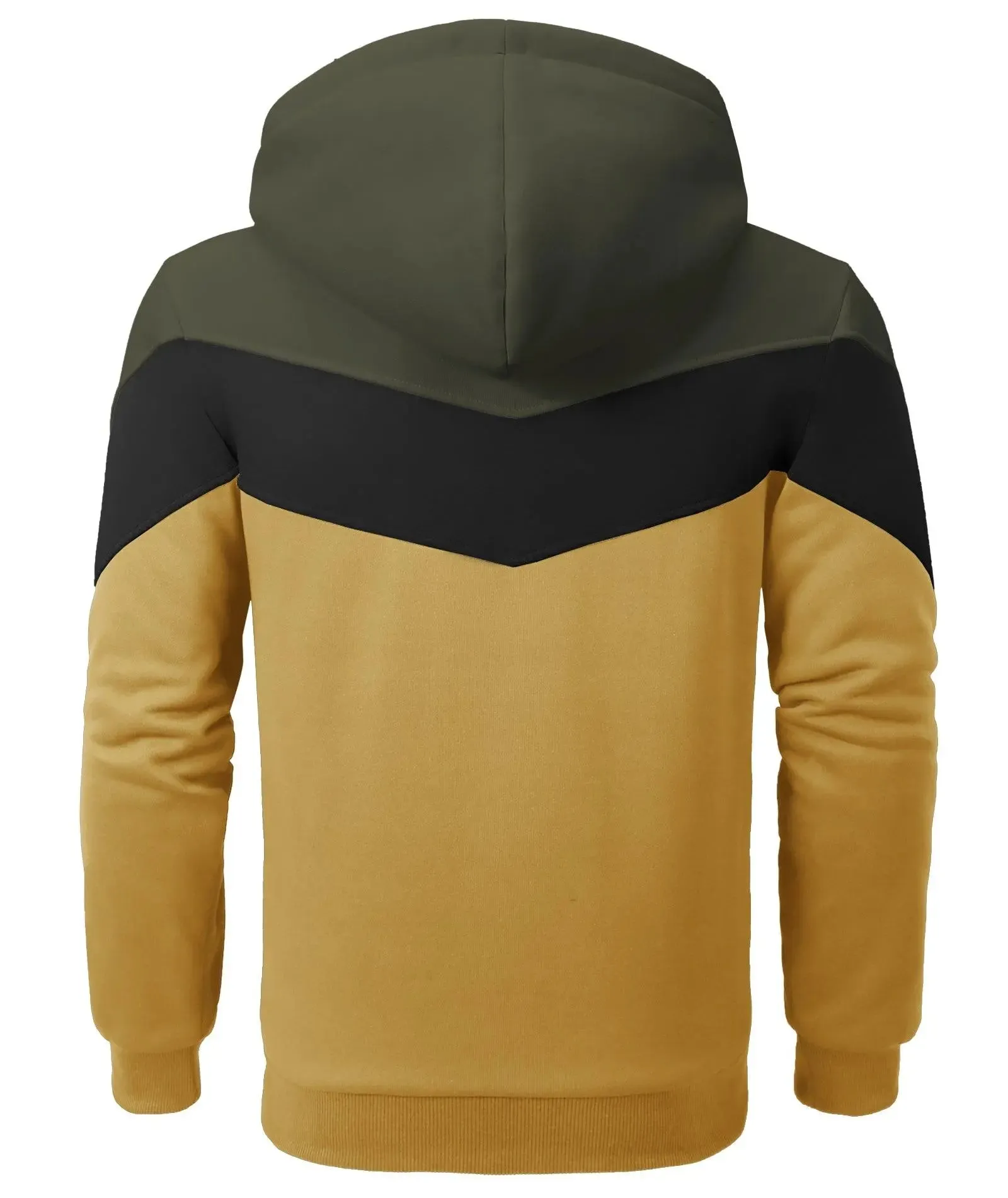 Men's Zip Up Contrast Color Fleece Hoodie-AWY2107