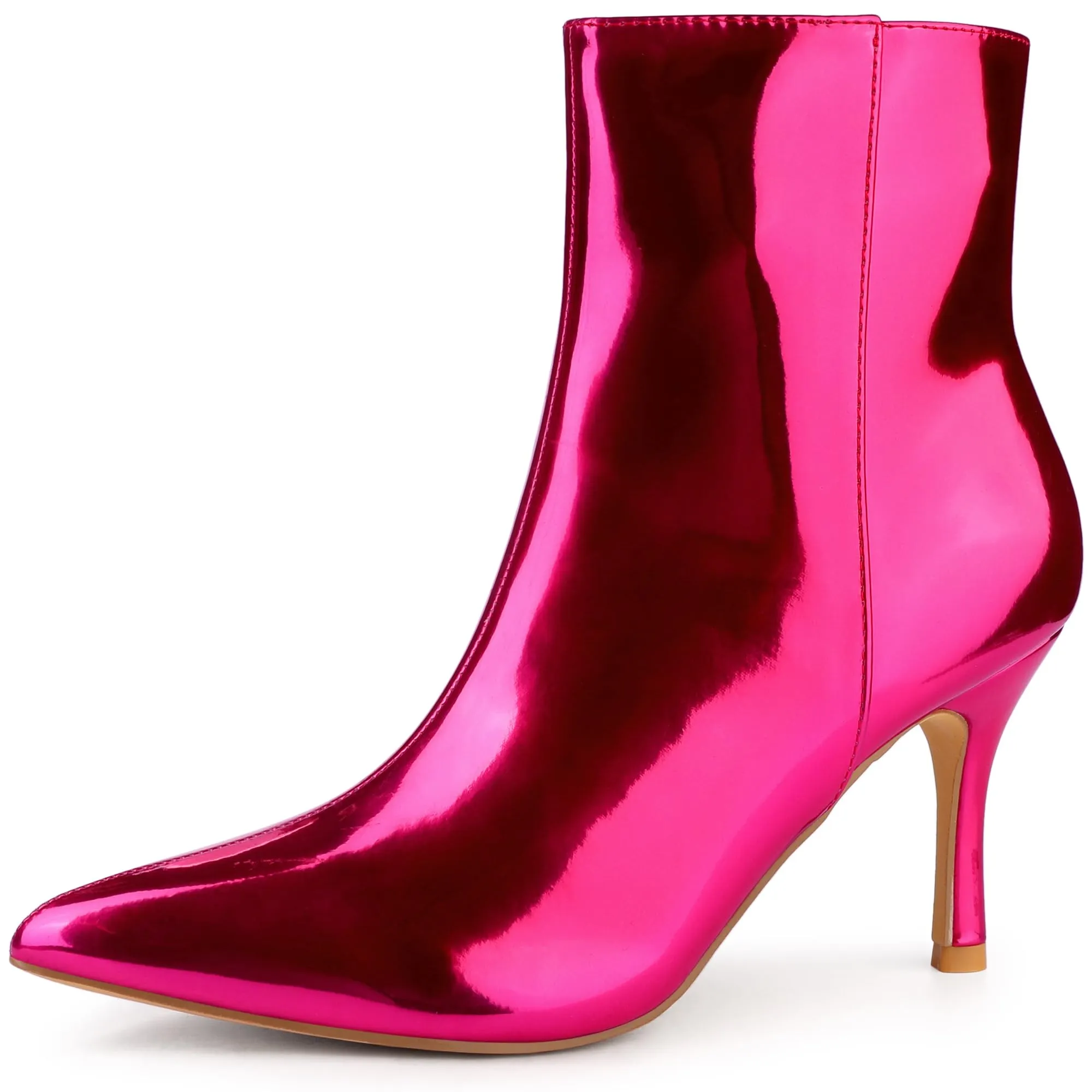 Metallic Black Zipper Ankle Boots