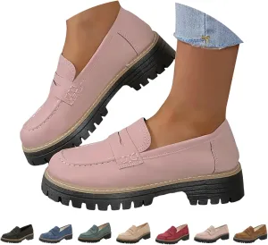 Orthoture Orthopedic Platform Loafers, PennyLoafers for Women, Chunky Loafers, Comfortable Orthocomfort Shoes, Platform Slip On Shoes, Round Toe Walking Shoes (9)