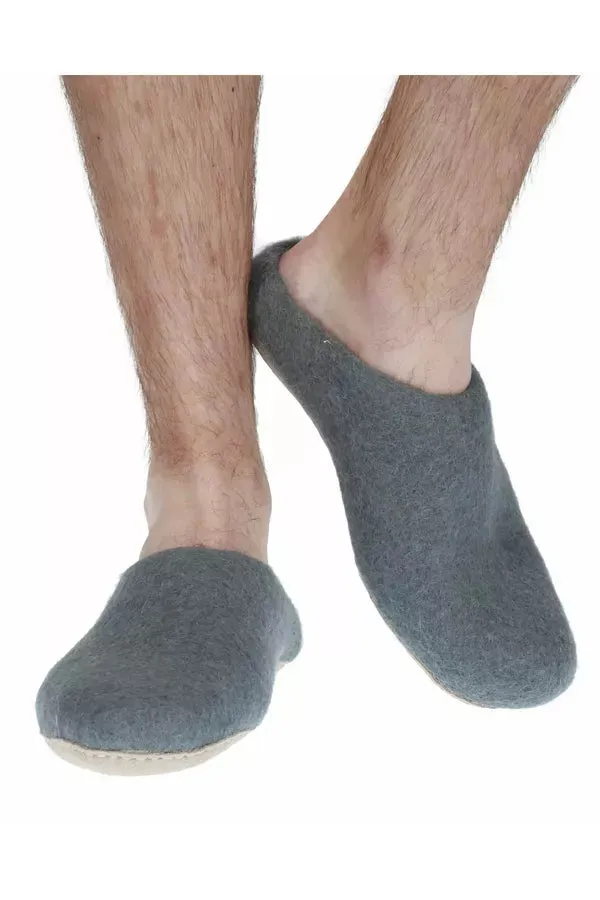 Pachamama Men's Grey Classic Felt Slippers