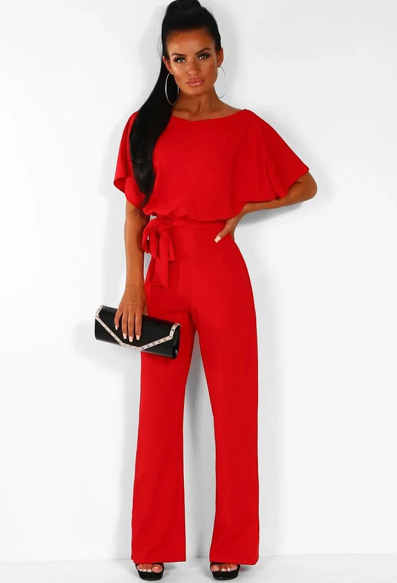 Petite Jumpsuit – 7-Color Fashion, Lace-Up Button Short-Sleeved Style