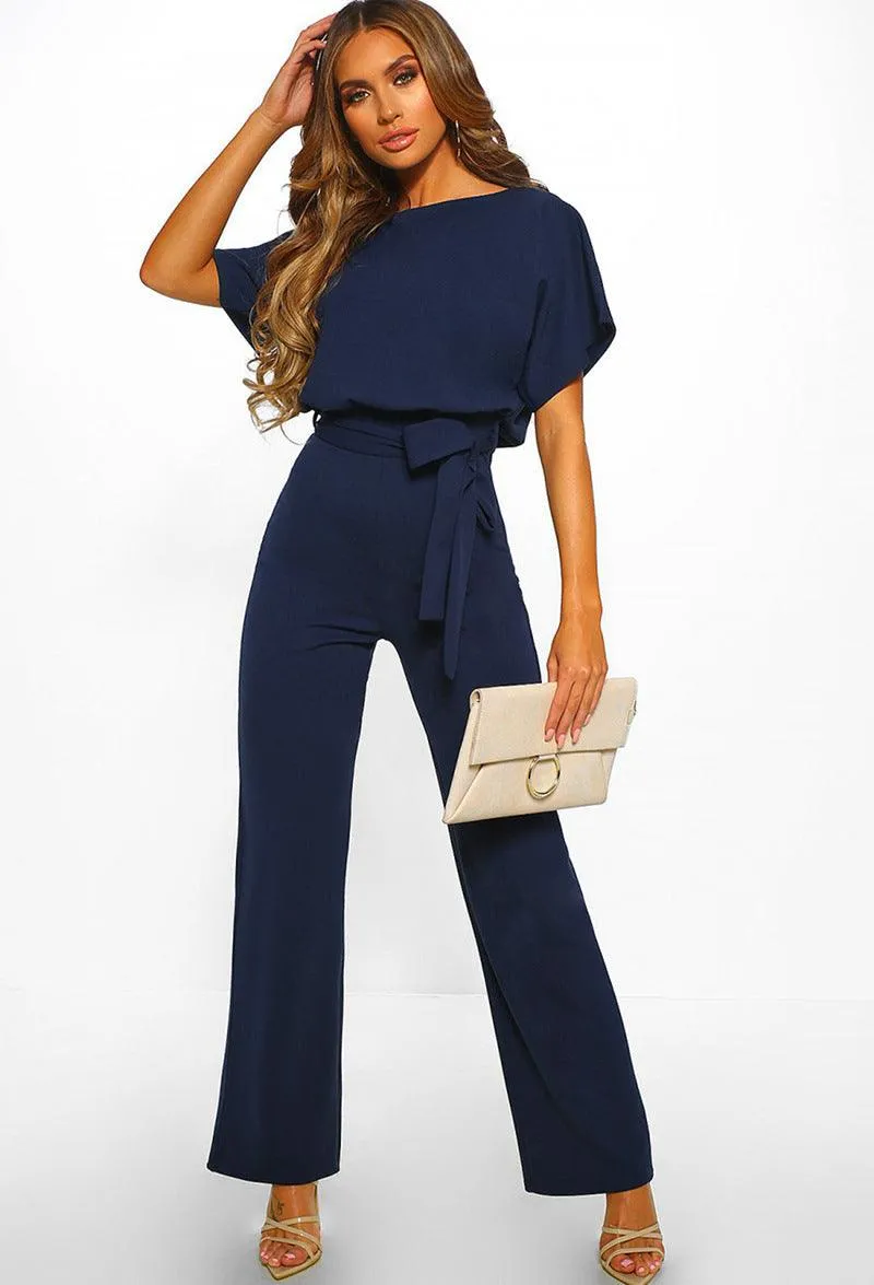 Petite Jumpsuit – 7-Color Fashion, Lace-Up Button Short-Sleeved Style