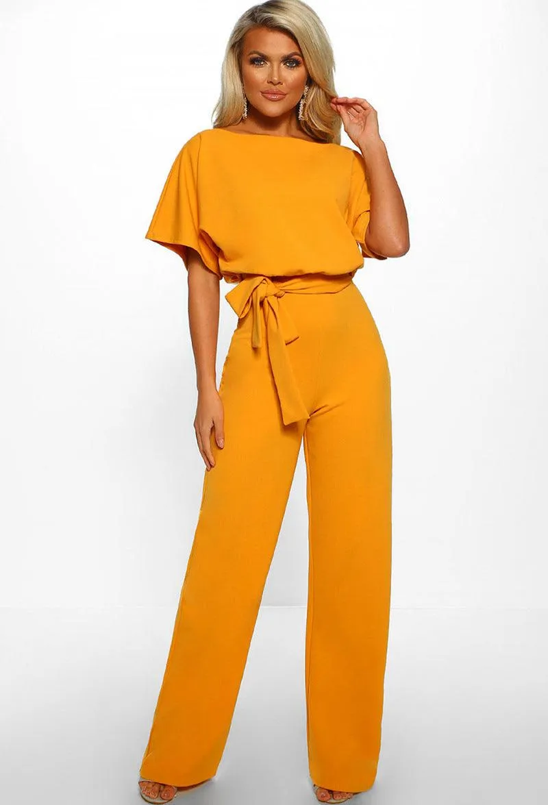 Petite Jumpsuit – 7-Color Fashion, Lace-Up Button Short-Sleeved Style