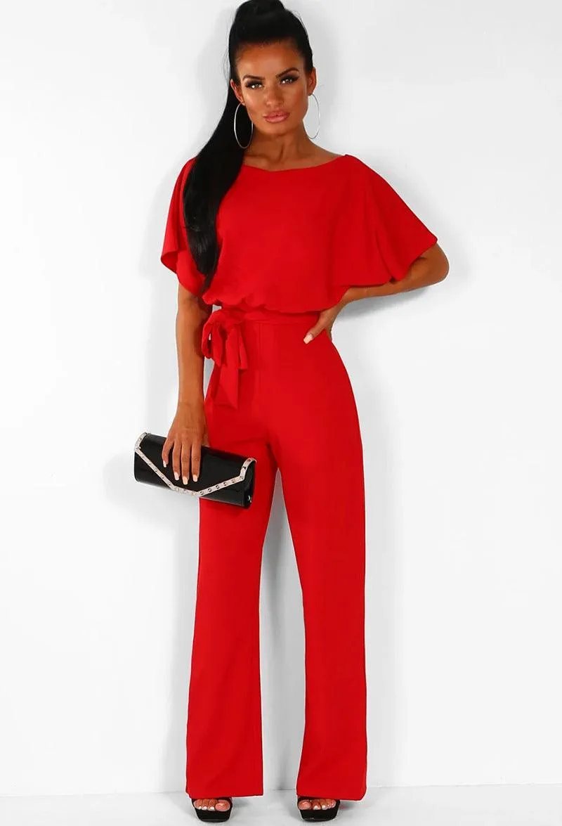 Petite Jumpsuit – 7-Color Fashion, Lace-Up Button Short-Sleeved Style