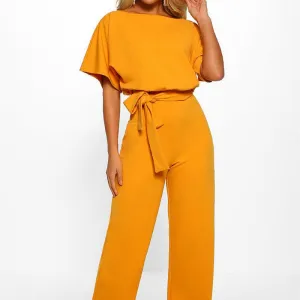 Petite Jumpsuit – 7-Color Fashion, Lace-Up Button Short-Sleeved Style