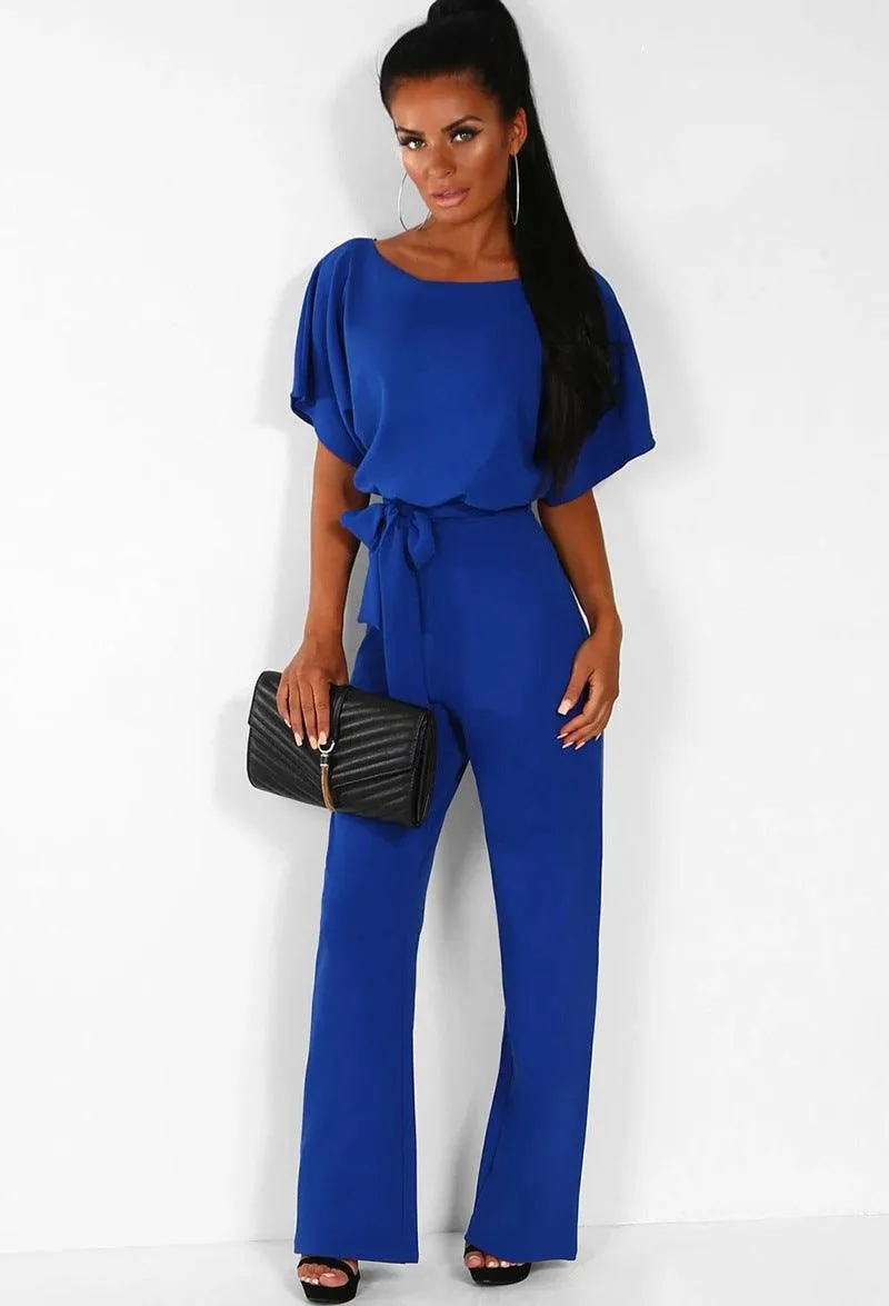 Petite Jumpsuit – 7-Color Fashion, Lace-Up Button Short-Sleeved Style