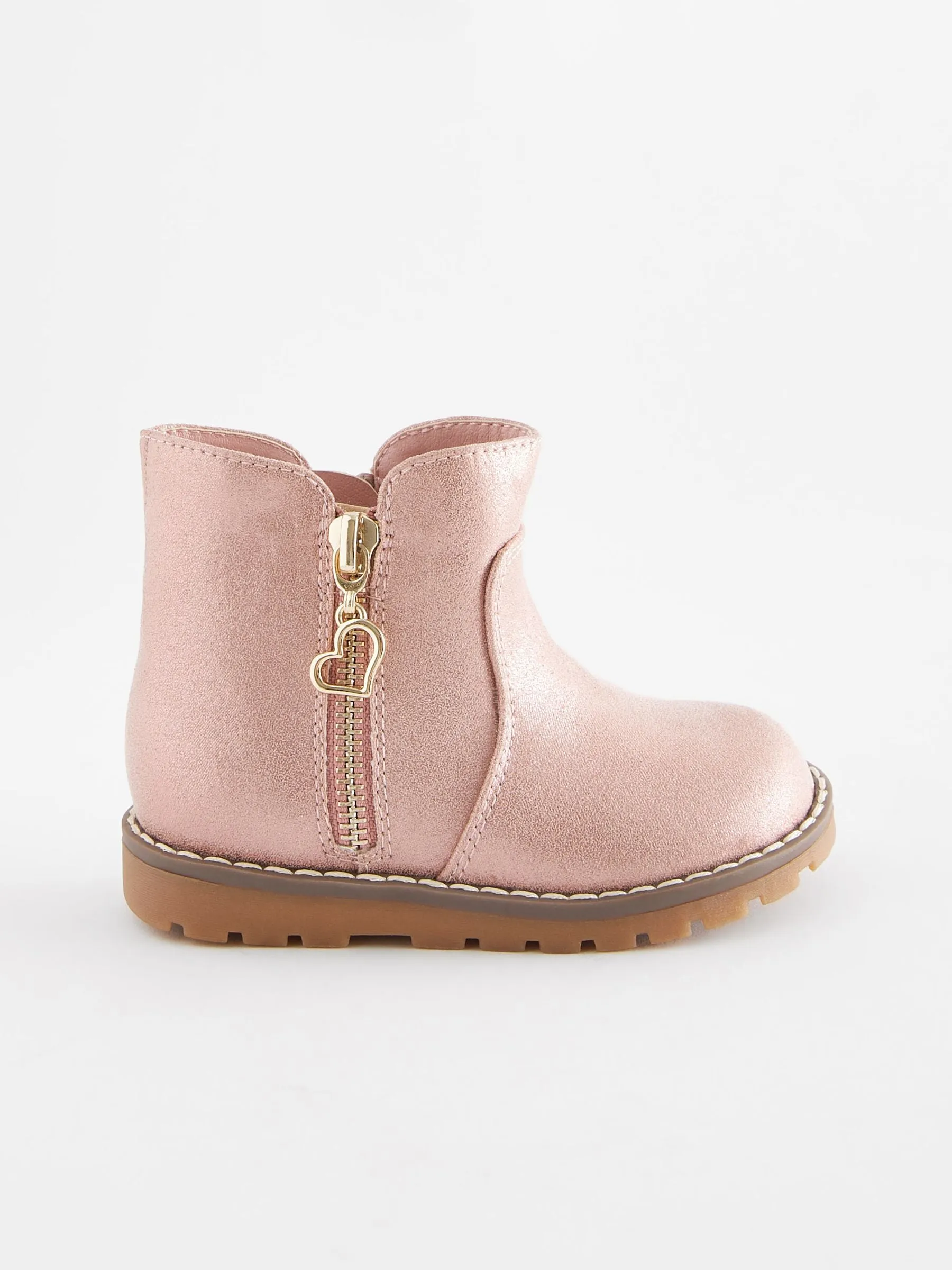 Pink Shimmer Wide Fit (G) Chelsea Zip Ankle Boots
