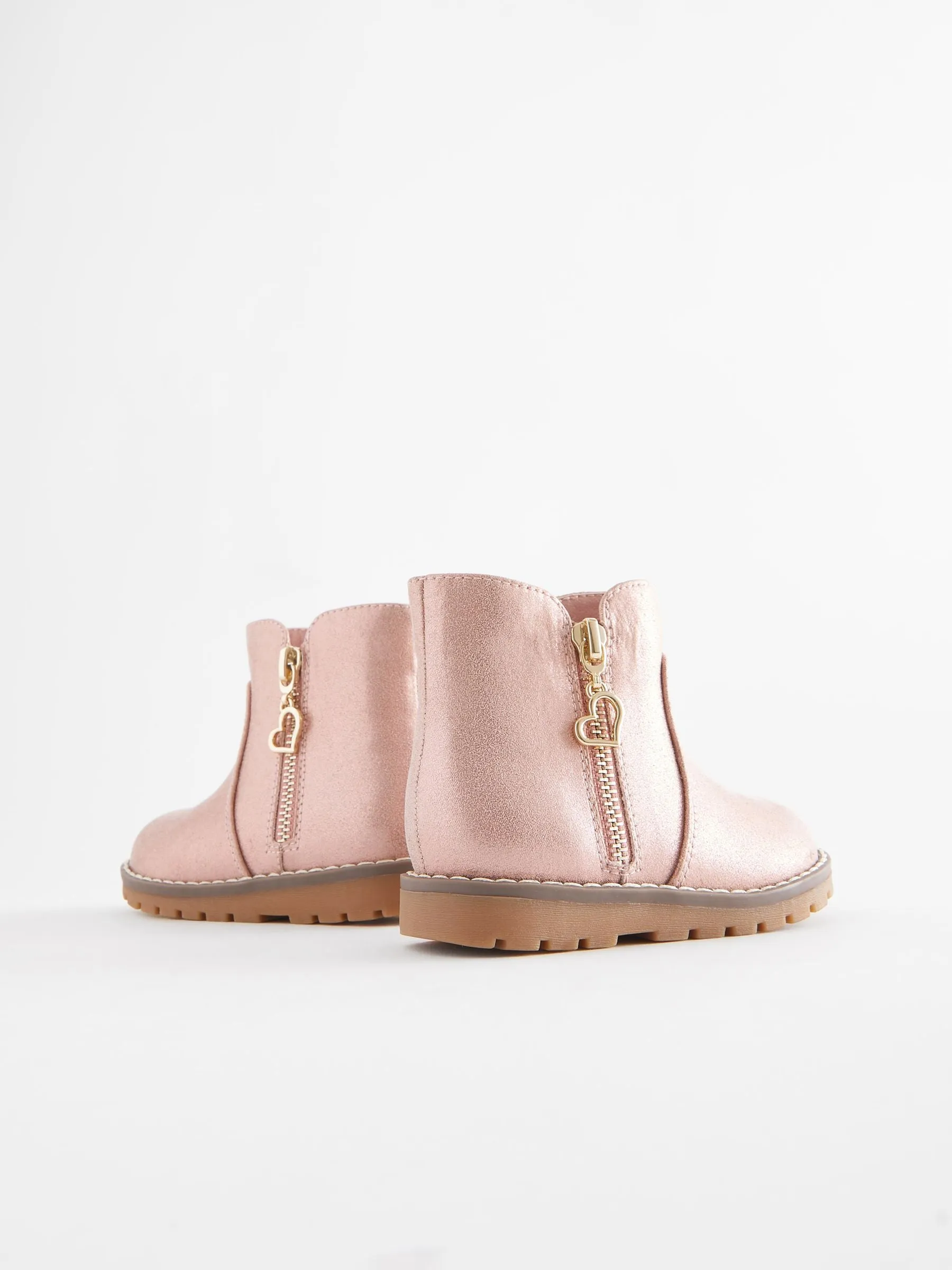 Pink Shimmer Wide Fit (G) Chelsea Zip Ankle Boots