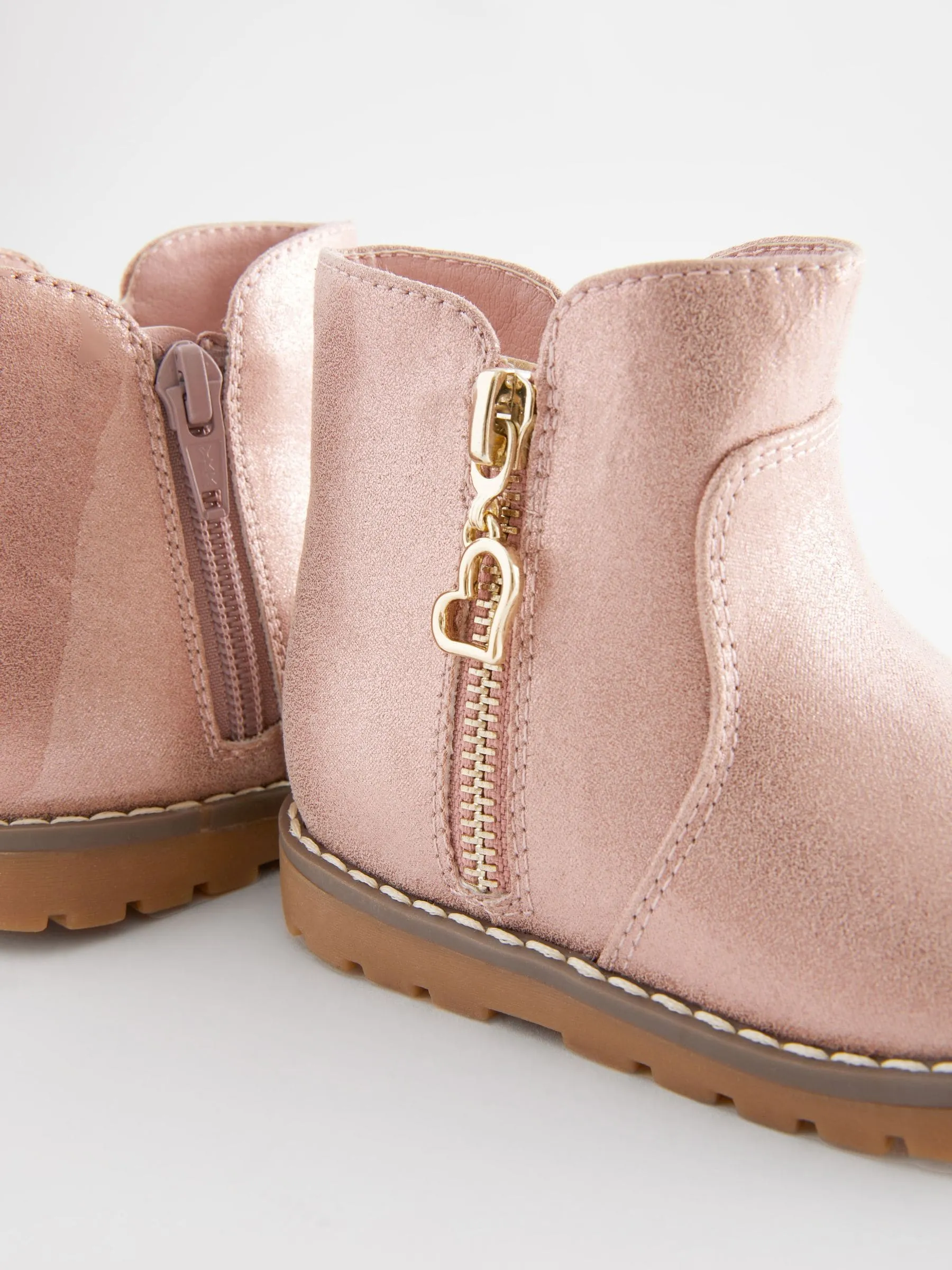 Pink Shimmer Wide Fit (G) Chelsea Zip Ankle Boots