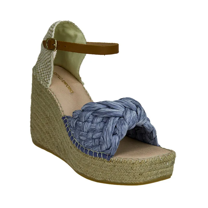 Pipi Raffia Wedge - Ocean - LAST PAIR - Size 40