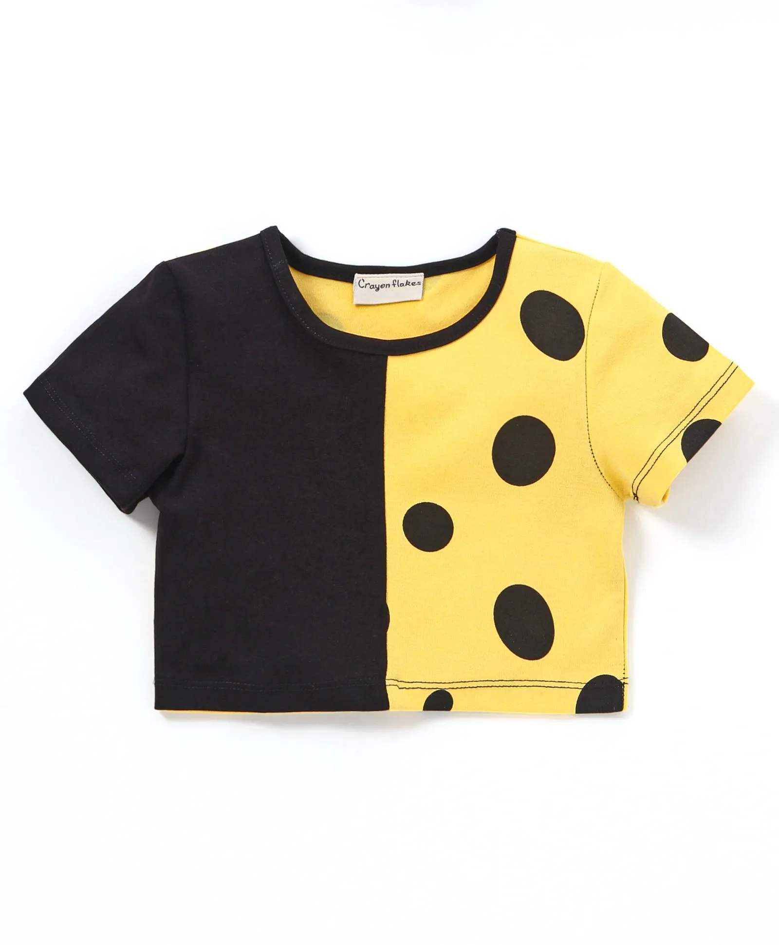 Polka Dots Color Block Top Shorts Set