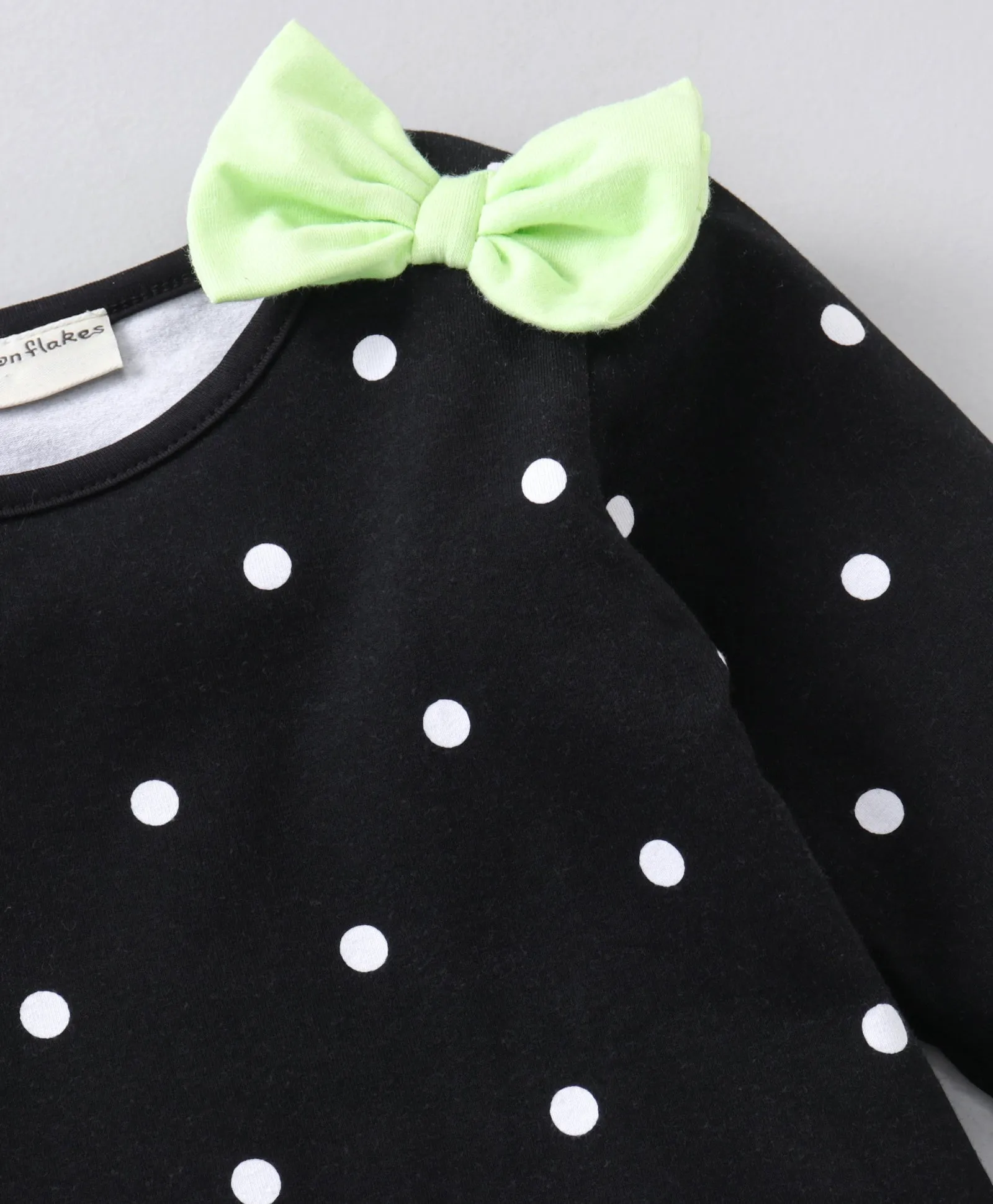 Polka Sleeves Frill Top Leggings Set