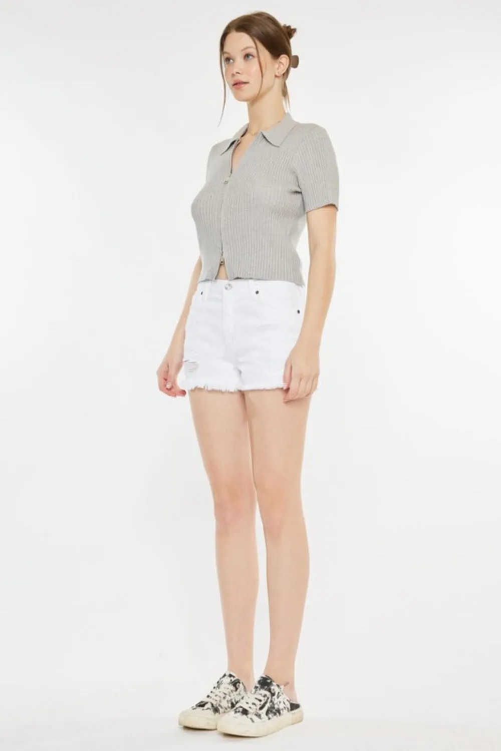 Raw Hem Distressed Denim Shorts