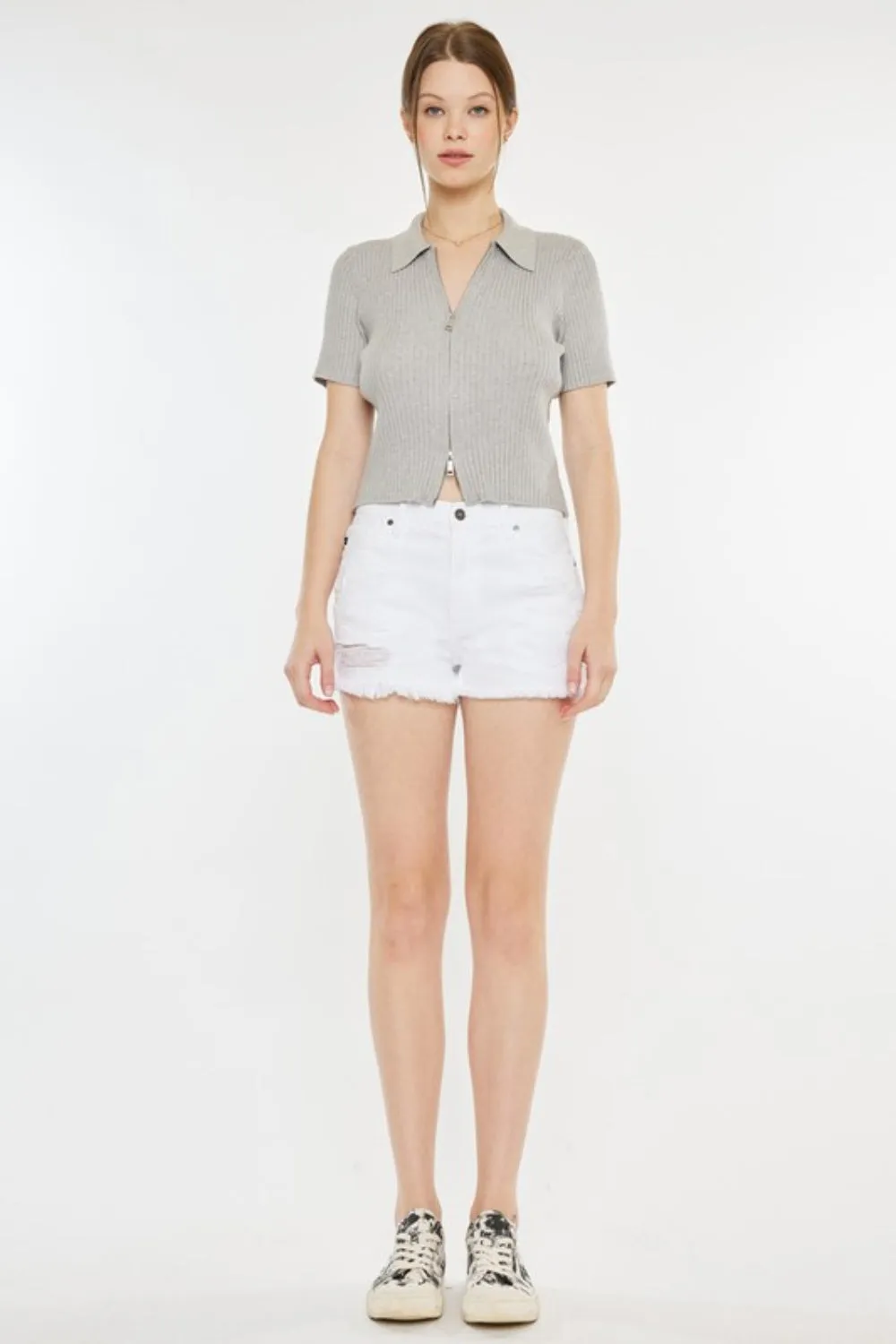 Raw Hem Distressed Denim Shorts