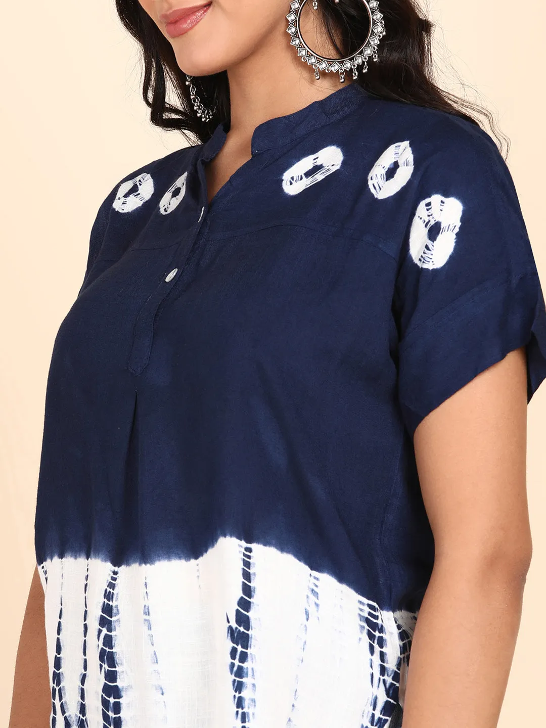 Rayon Blue Tie Dye Staple Top