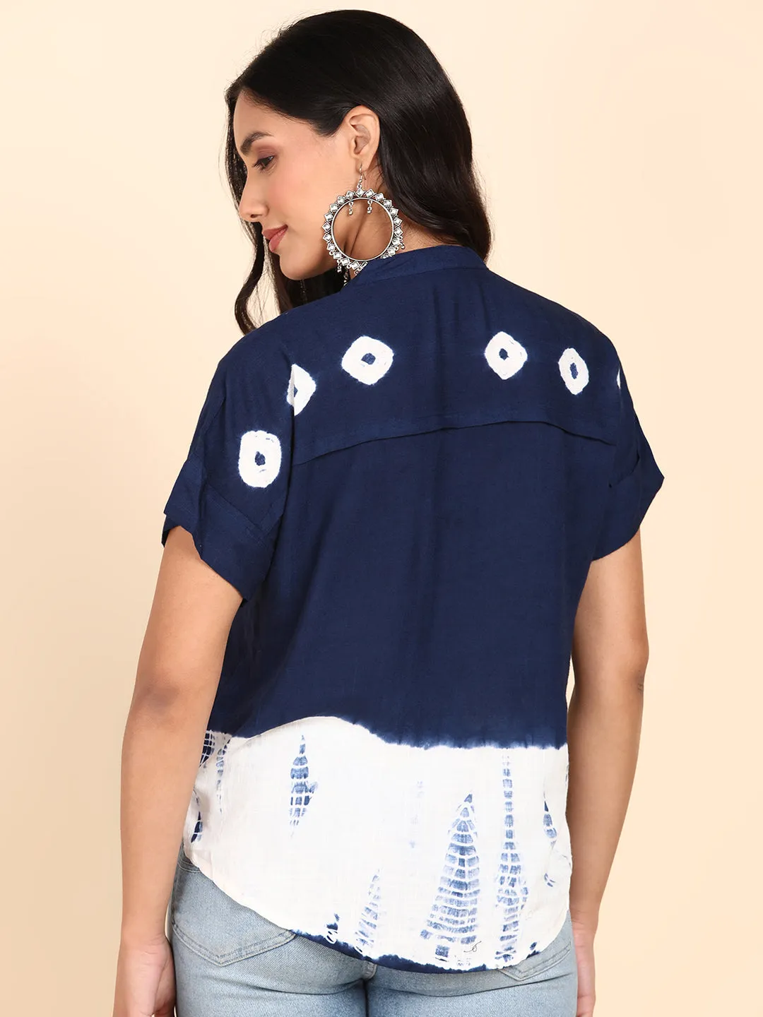 Rayon Blue Tie Dye Staple Top