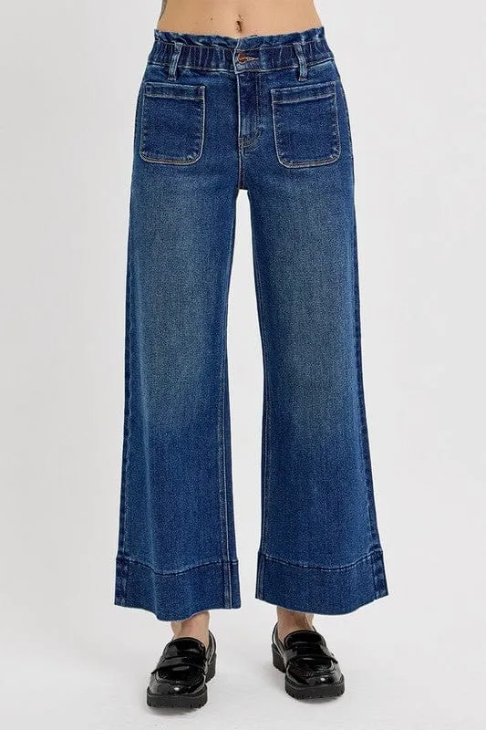 RISEN Elastic Band Wide Leg Jeans