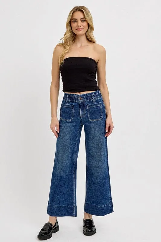 RISEN Elastic Band Wide Leg Jeans