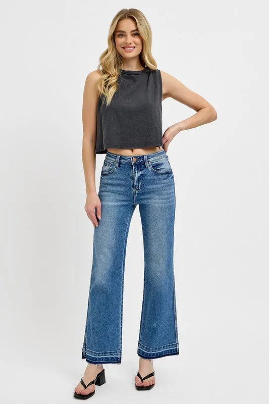 RISEN Full Size Raw Hem Wide-leg Jeans Plus Size