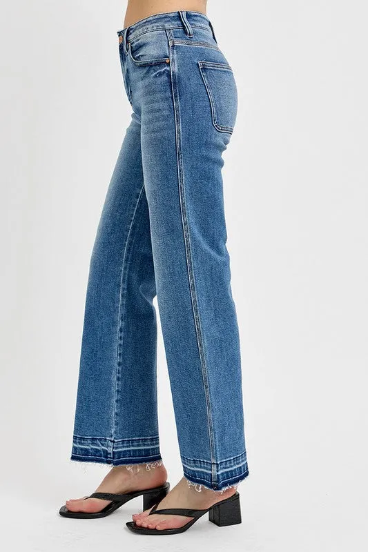 RISEN Full Size Raw Hem Wide-leg Jeans Plus Size