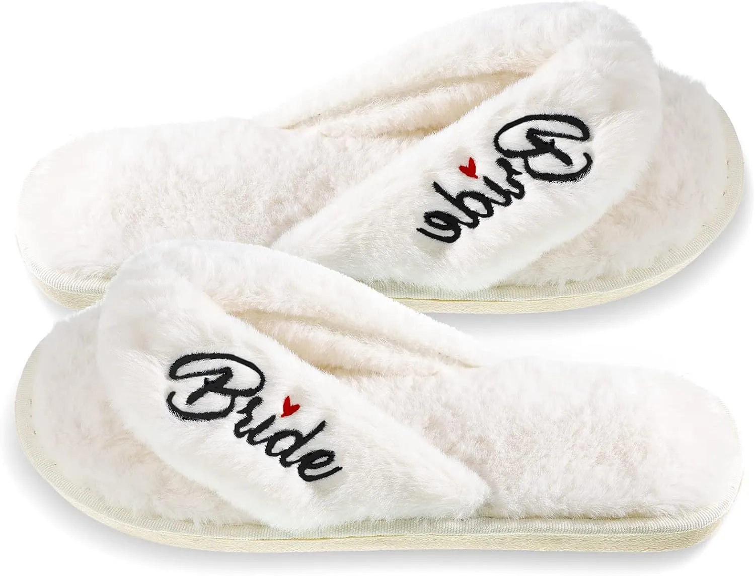 SATINIOR Bride Slippers for Wedding Day - White, Size 7-8 (US), Women's Bridal Slippers