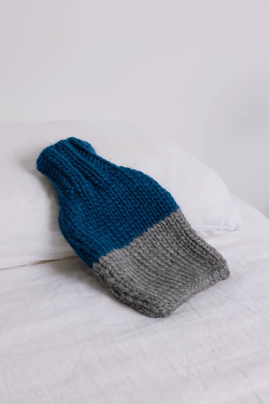The Hot Water Bottle Cover  - Ocean blue and Grey