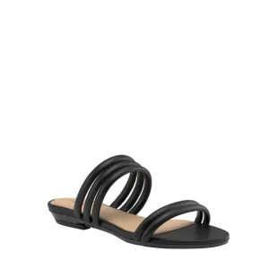 The Slide - Coal Vegan Leather Rope Flat