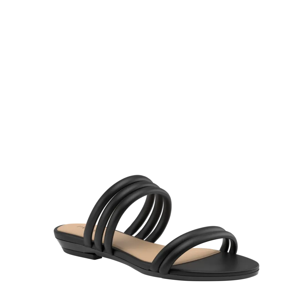 The Slide - Coal Vegan Leather Rope Flat