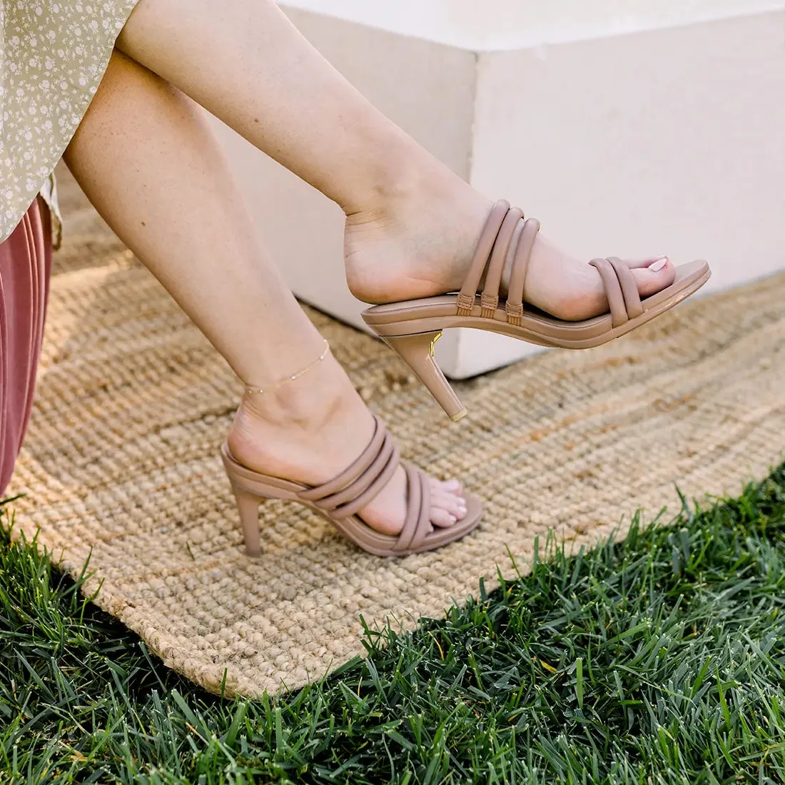 The Slide - Latte Vegan Leather Rope 4 Stiletto