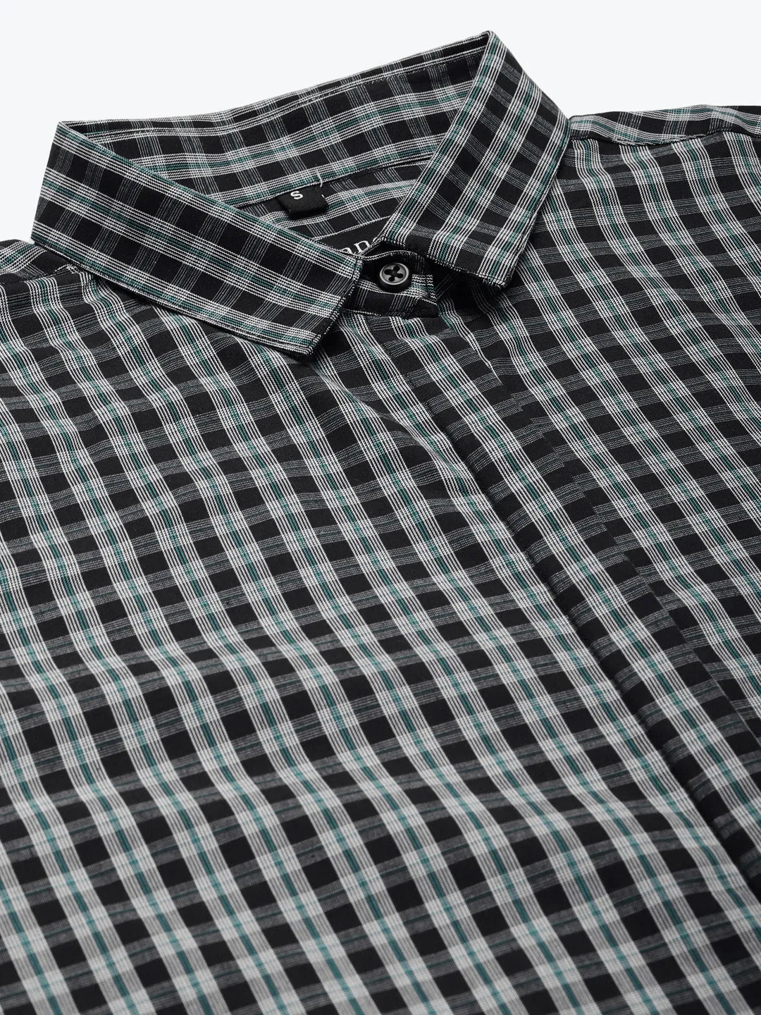 Women Black & Grey Checked Pure Cotton Slim Fit Formal Shirt