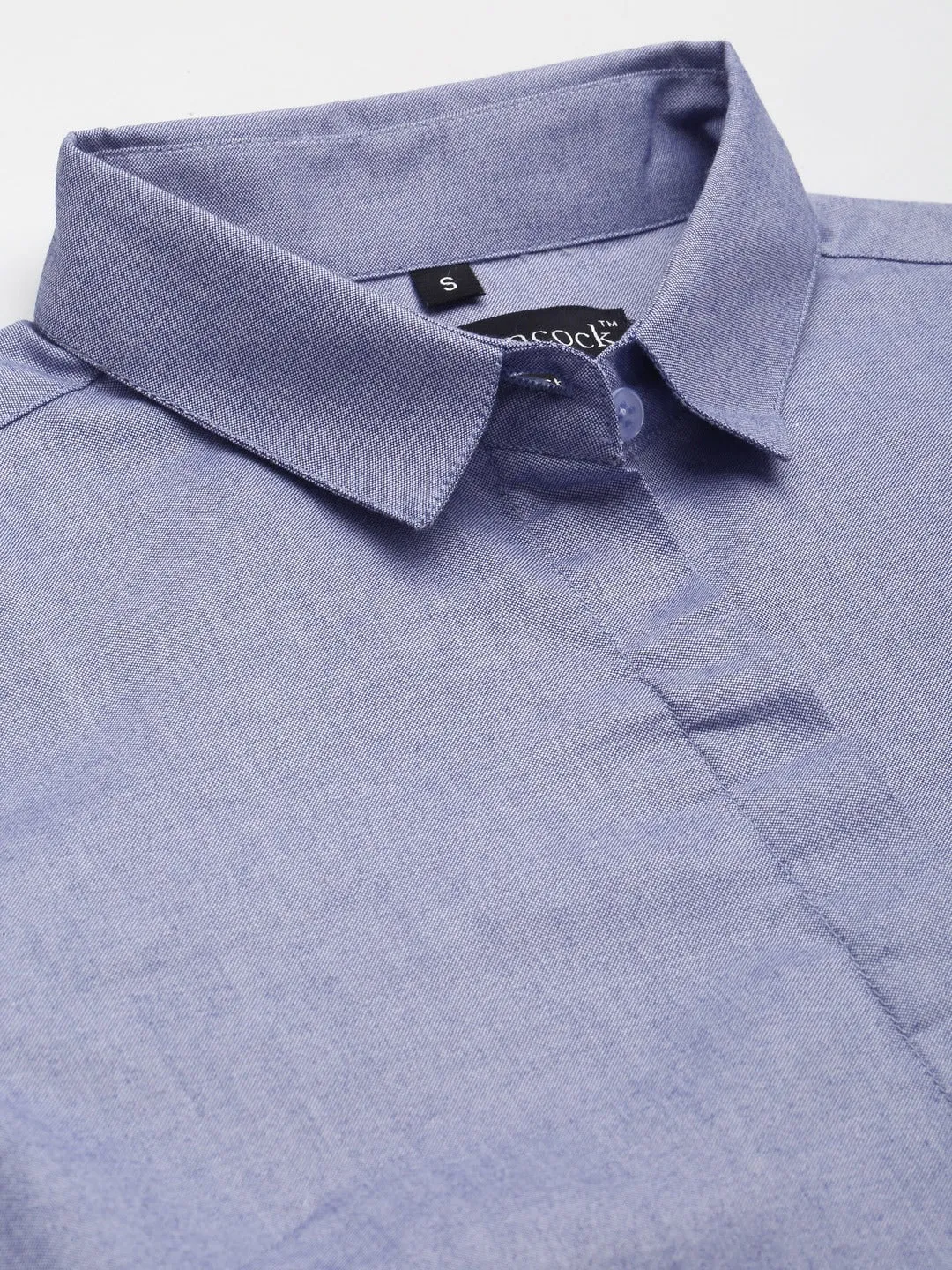 Women Blue Solid Chambray Cotton Rich Slim Fit Formal Shirt